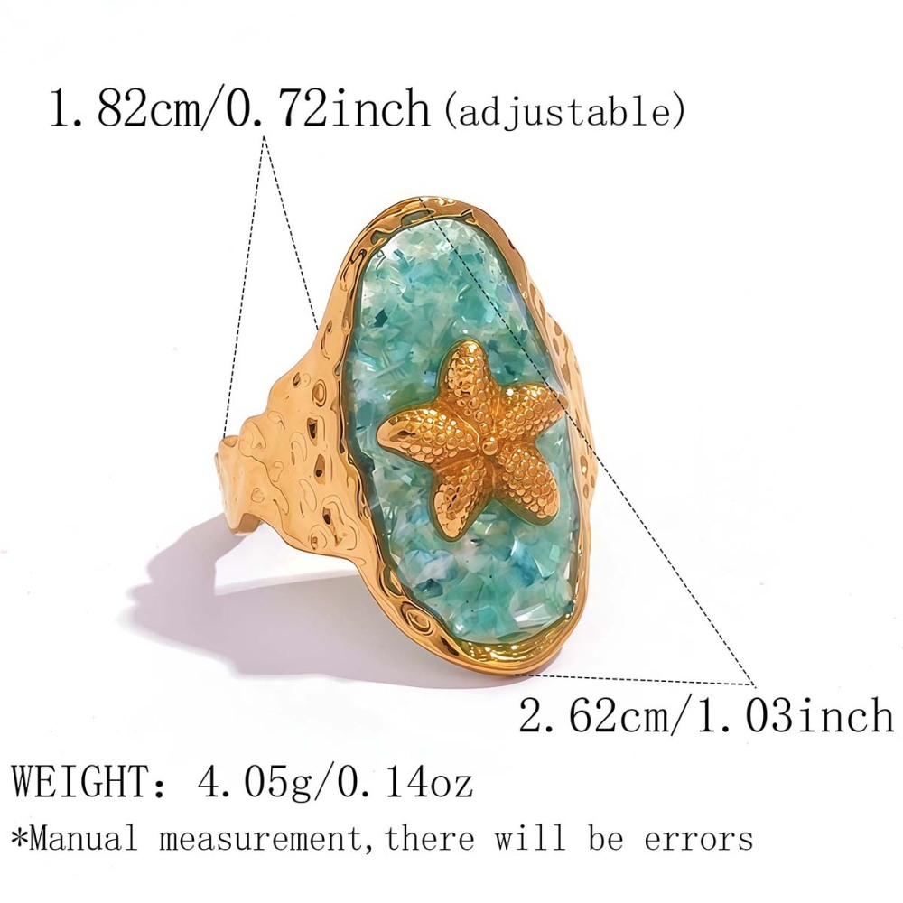Ensembles De Bagues Pour Femmes Ocean Series Daily Shell Starfish En Acier Inoxydable Étanche Couleur Or 