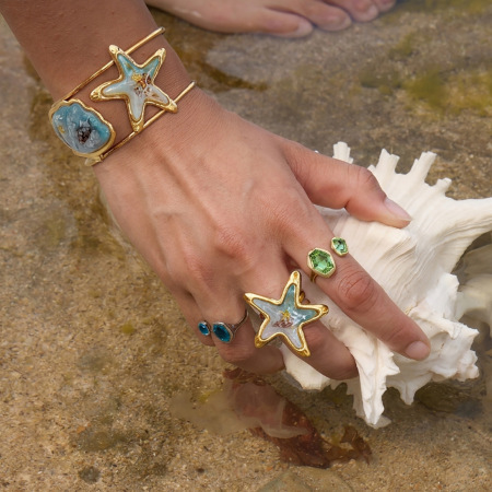 Ensembles de bijoux pour femmes en acier inoxydable doré, élégants et de style océanique, avec étoiles de mer, collection romantique