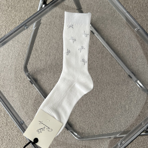 Chaussettes Mi-Mollet Basiques À Strass, Couleur Unie Et Rebondissante h5 