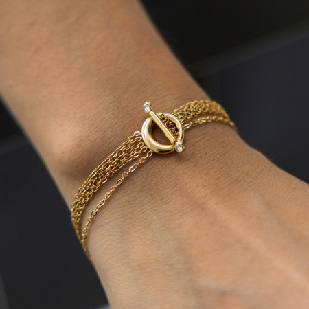 Bracelet chaîne punk en acier inoxydable étanche couleur or pour femme 2