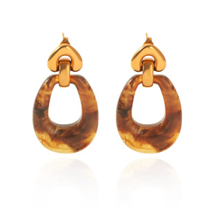 Boucles D'Oreilles Pendantes Pour Femme Simple Series Daily Heart En Acier Inoxydable Couleur Or h5 Image6