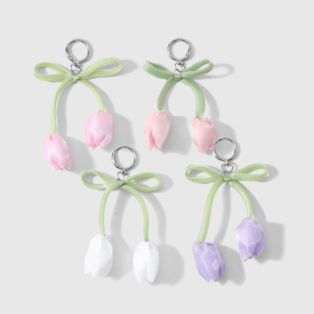 Breloques de sac en polyester de couleur assortie, collection Simple Series Sweet Flower