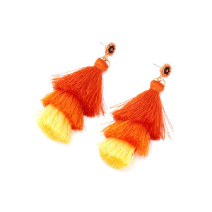 Boucles D'Oreilles Pendantes Pour Femmes, Collection Ethnique, Avec Pompons Et Fils. h5 Image2