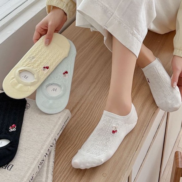 Chaussettes Basses Mignonnes À Motifs De Fruits Et Légumes Unis h5Image3