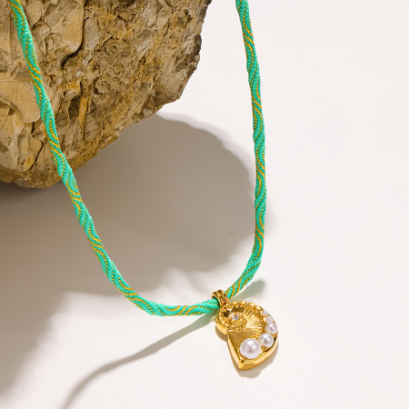 Colliers pendentifs pour femmes, style ethnique, vacances océaniques, en acier inoxydable étanche couleur or et zircon