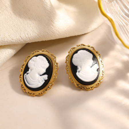 Boucles d'oreilles puces pour femmes, en acier inoxydable, couleur or, collection classique Daily Figure 2
