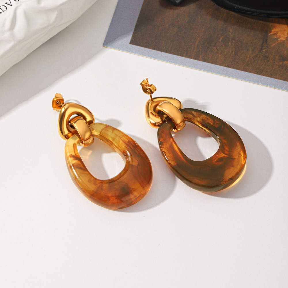Boucles D'Oreilles Pendantes Pour Femme Simple Series Daily Heart En Acier Inoxydable Couleur Or h5Image4