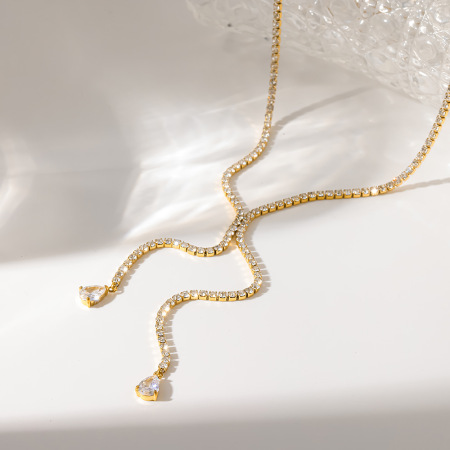 Colliers pendentifs luxueux pour femmes, en acier inoxydable étanche, couleur or, ornés de zircon.