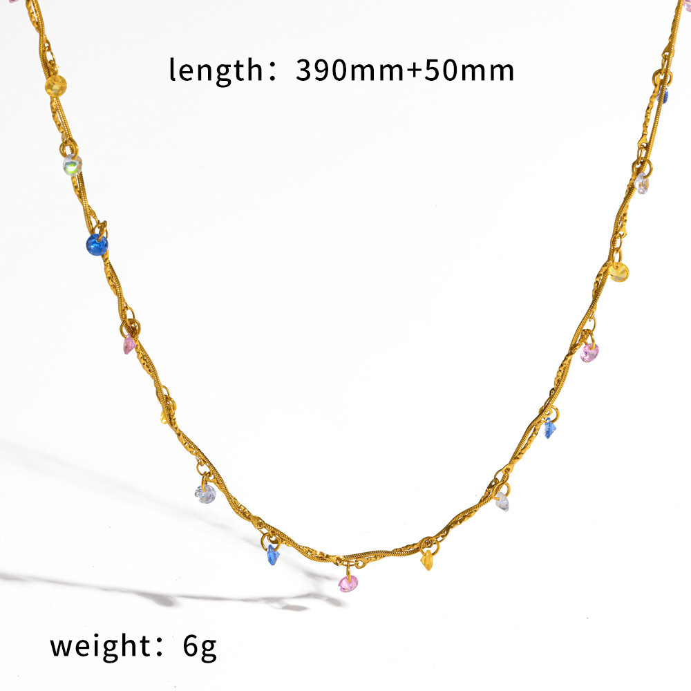 Ensembles De Colliers Pour Femmes En Acier Inoxydable Étanche, Couleur Or, Ornés De Strass