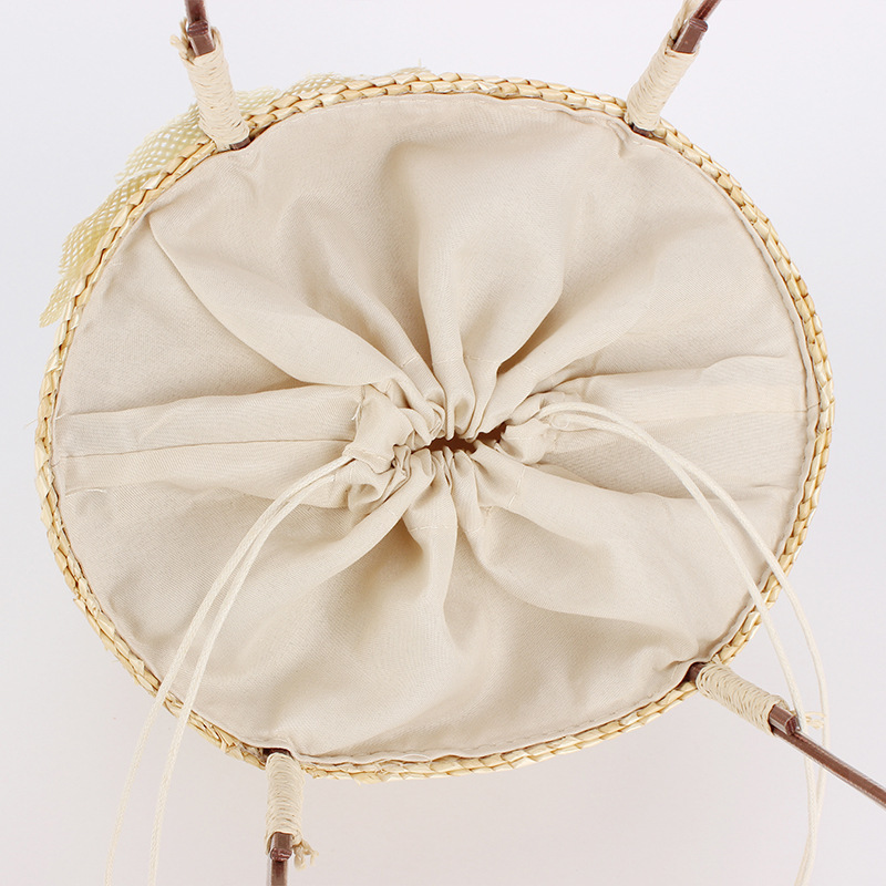 Sac Cabas Femme En Raphia Uni À Motif Floral Tissé Style Vacances Image5