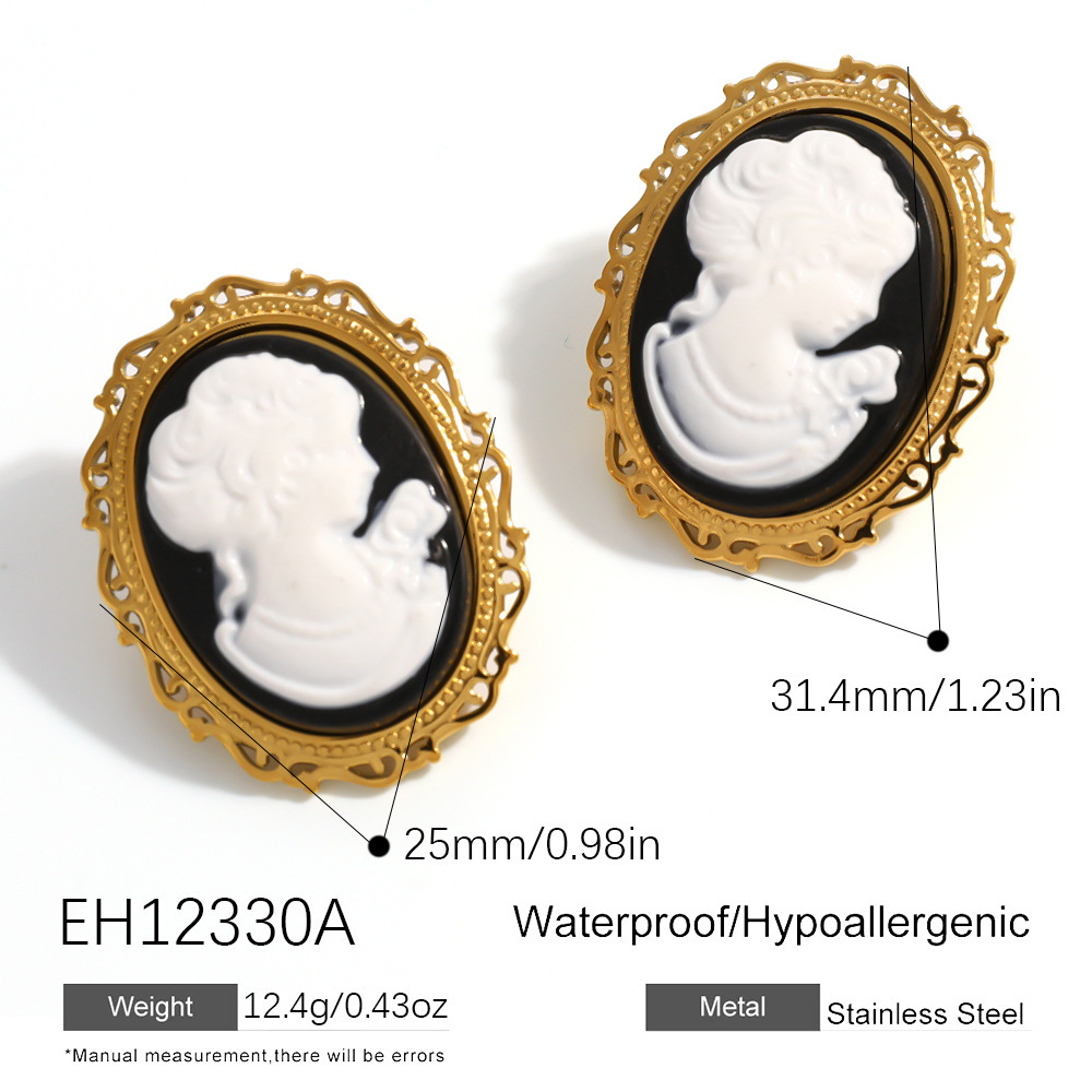 Boucles D'Oreilles Puces Pour Femmes, En Acier Inoxydable, Couleur Or, Collection Classique Daily Figure