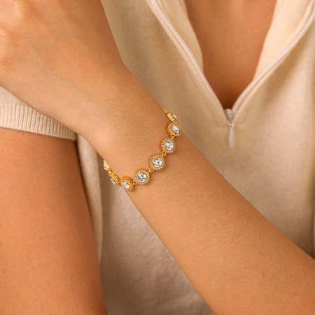 Bracelet chaîne pour femme Simple Series Daily Chain en acier inoxydable étanche couleur or avec zircon 2