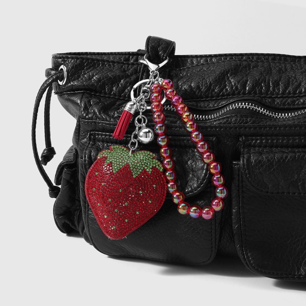 Breloques De Sac En Cuir Fraise Style Rétro À Fleurs Torsadées, Collection Simple Series Image4