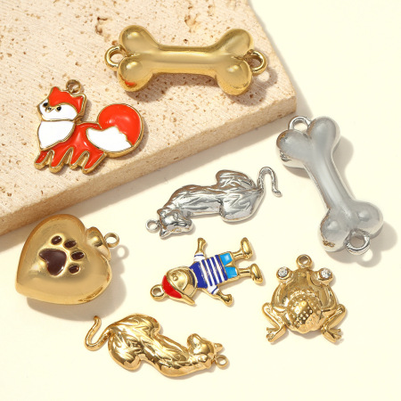 Pendentifs classiques et mignons à faire soi-même en acier inoxydable, couleur or, avec motif animal, pour femmes 2