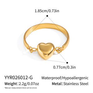 Bagues Minimalistes Daily Heart En Acier Inoxydable Étanche Couleur Or h5 