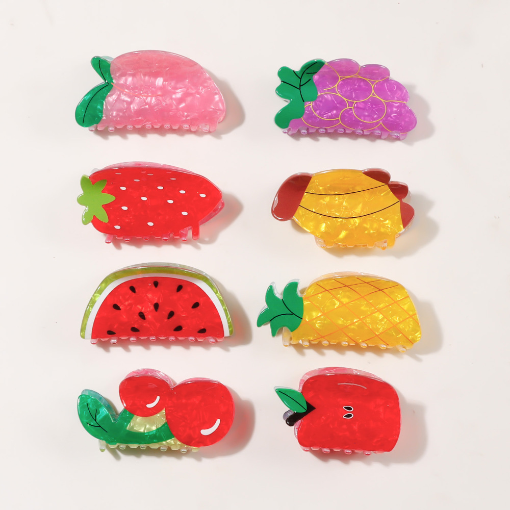 Pinces À Cheveux En Pvc À Motif Fruits Mignons Et Couleurs Assorties, De La Série Simple Image2
