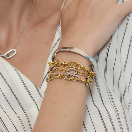 Bracelet chaîne femme Simple Series Casual Patchwork Circle en acier inoxydable étanche couleur or 2