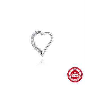 Boucles D'Oreilles En Moissanite Pour Femme, Collection Simple Series Sweet Heart, Plaquées Platine S925. h5 