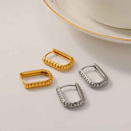 Boucles d'oreilles créoles classiques en acier inoxydable, étanches, couleur or, en forme de C, pour femmes