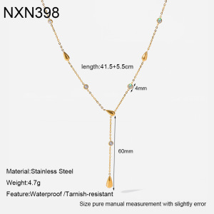 Colliers Pendentifs Pour Femmes En Acier Inoxydable, Étanches, Couleur Or, En Forme De Goutte Simple, Avec Zircon. h5 