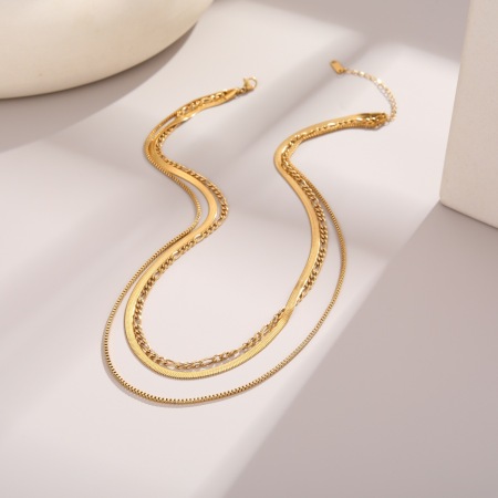 Colliers à maillons pour femmes, collection Simple Series Daily Chain, en acier inoxydable étanche, couleur or 2