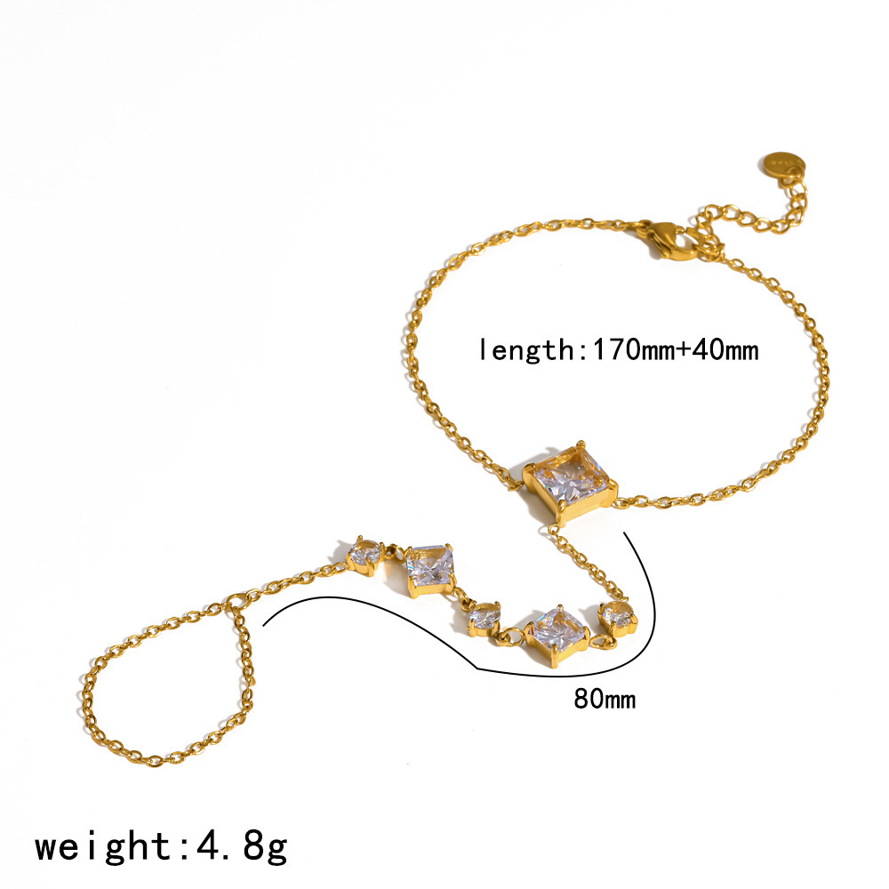 Chaîne De Main Luxueuse Pour Femme, En Acier Inoxydable Étanche, Couleur Or, Ornée De Strass. 