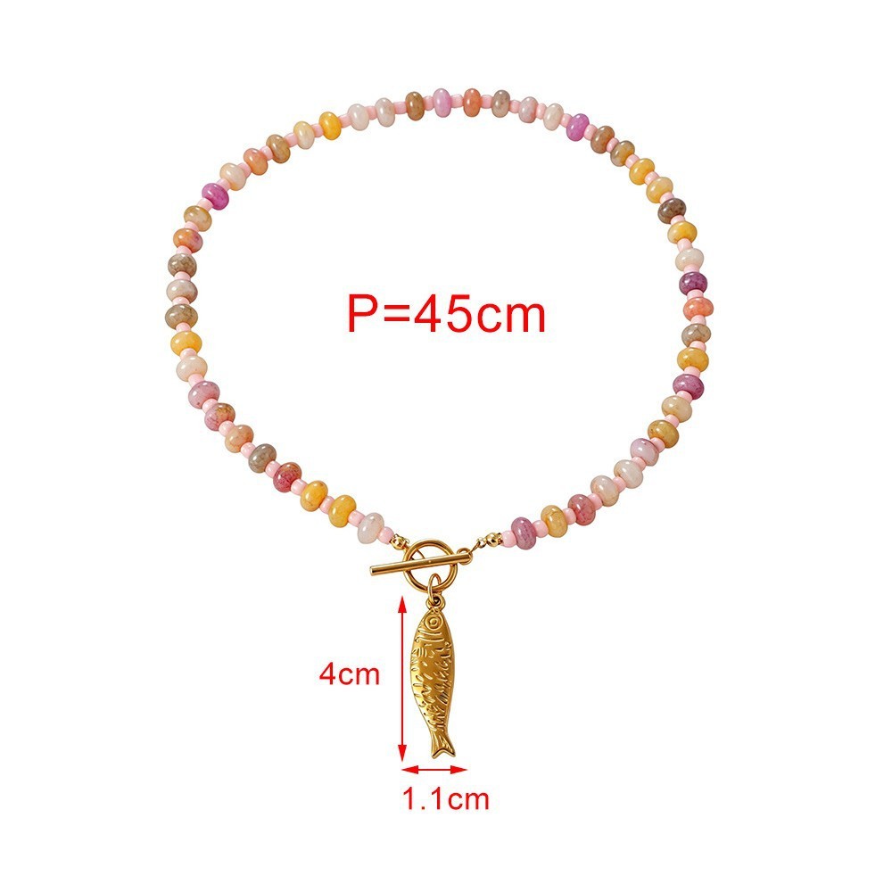 Colliers De Perles Pour Femmes Avec Pendentif Poisson En Pierres Naturelles Et Perles De Vacances Image3
