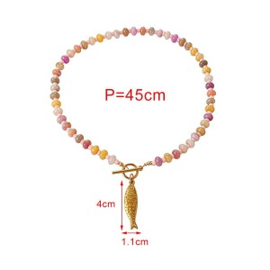 Colliers De Perles Pour Femmes Avec Pendentif Poisson En Pierres Naturelles Et Perles De Vacances h5 Image3