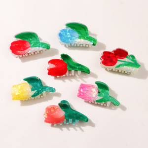 Pinces À Cheveux En Pvc De Couleur Mélangée Avec Fleurs Naturelles, Collection Romantique h5 Image2