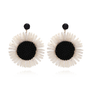 Boucles D'Oreilles Pendantes En Raphia Sweet Flower Pour Femme, Collection Romantique h5 