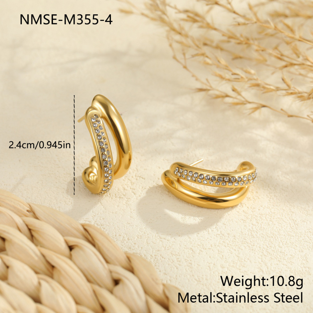 Boucles D'Oreilles Clous Imperméables En Acier Inoxydable, Forme Irrégulière, Collection Simple Series Daily