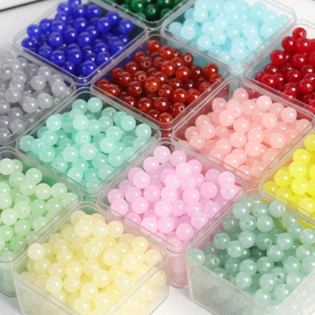 1 sachet de perles de verre unies pour bijoux (100 perles par sachet)