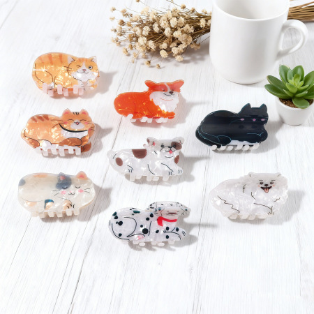 Griffes à cheveux en PVC, motif animaux mignons, série simple