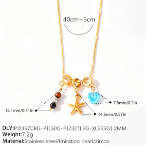 Colliers Pendentifs Pour Femmes En Acier Inoxydable Étanche, Couleur Or, Strass Et Perles Artificielles h5 