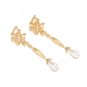 Boucles D'Oreilles Pendantes Pour Femmes, Motif Poisson, En Alliage Et Perles Artificielles h5 Image3