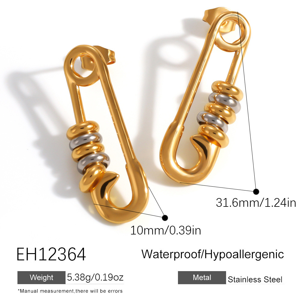 Boucles D'Oreilles Puces Pour Femmes, Élégantes, De Forme Irrégulière, En Acier Inoxydable Étanche, Couleur Or, Collection Simple.
