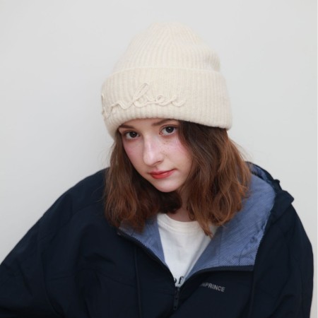 Bonnet en laine et polyester à rayures unies, collection Simple Series Daily Letter