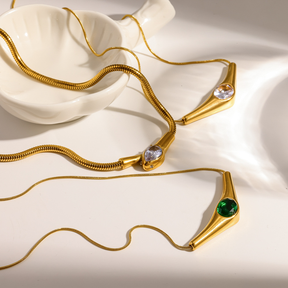 Colliers Pendentifs Pour Femmes En Acier Inoxydable Étanche Avec Strass Image2