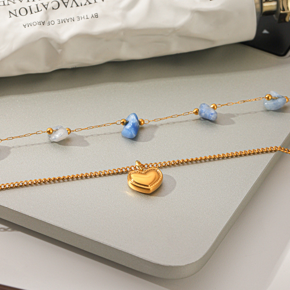 Colliers Pendentifs Pour Femmes Simple Series Daily Heart En Acier Inoxydable Étanche Couleur Or Image4