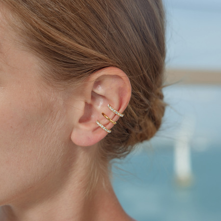 Boucles d'oreilles créoles pour femmes, collection Luxueuse, forme irrégulière décontractée, en acier inoxydable étanche, couleur or 2