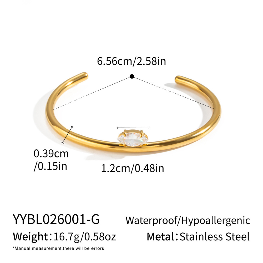 Bracelets Manchettes Simples En Acier Inoxydable Étanche, Couleur Or, Avec Zircon Pour Femmes 