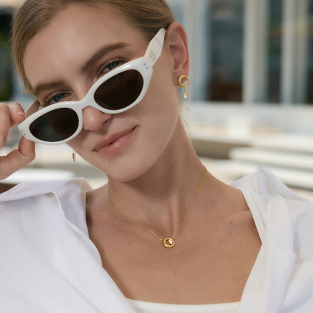 Ensembles de colliers pour femmes avec pompon simple, cercle, acier inoxydable, imperméable, couleur or et zircon. 2