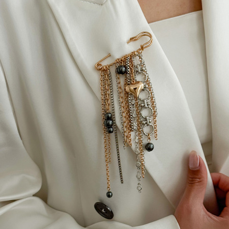 Broches en fer à pompon et perles en forme de cœur, collection quotidienne simple