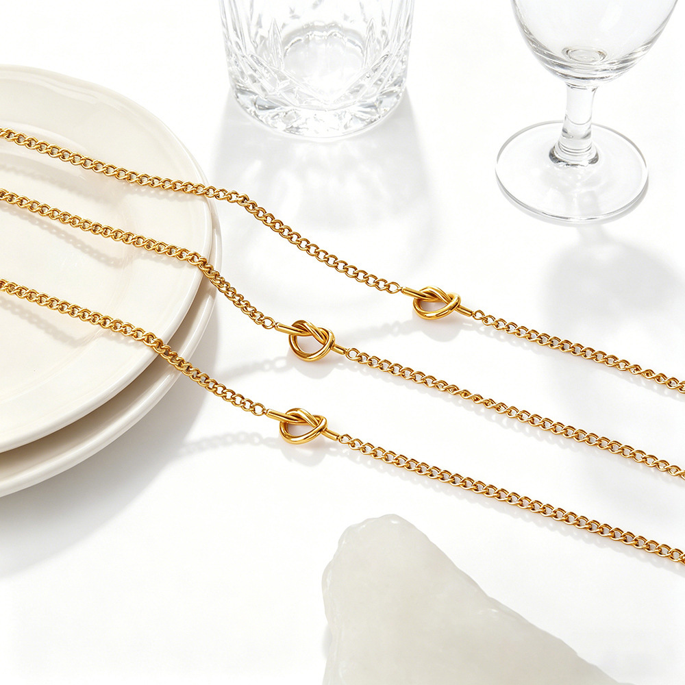 Ensembles De Bijoux Pour Femmes Simple Series Daily Chain En Acier Inoxydable Étanche Couleur Or h5Image2