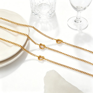 Ensembles De Bijoux Pour Femmes Simple Series Daily Chain En Acier Inoxydable Étanche Couleur Or h5 Image2