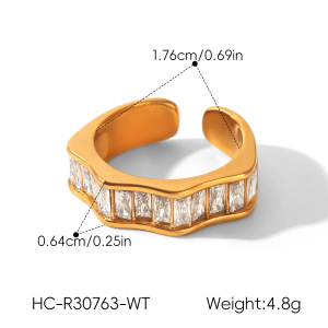 Bagues Pour Femmes En Acier Inoxydable Imperméable, De Forme Irrégulière, Ornées De Zircon, Au Style Luxueux Et Simple, Parfaites Au Quotidien. h5 Image2