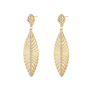Boucles D'Oreilles Pendantes Simple Series Daily Plant Leaf En Acier Inoxydable Doré Et Étanches h5 Image5
