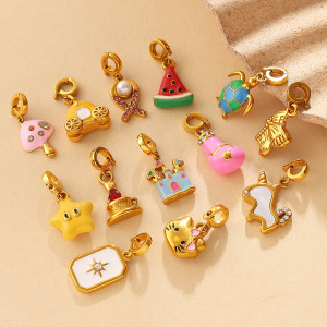 Pendentifs Diy Pour Femmes En Acier Inoxydable Étanche, En Forme De Fruit Mignon, Couleur Or h5 Image2