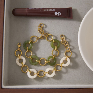 Bracelet Chaîne Femme Simple Series Daily Patchwork Circle En Acier Inoxydable Étanche Couleur Or h5 Image4