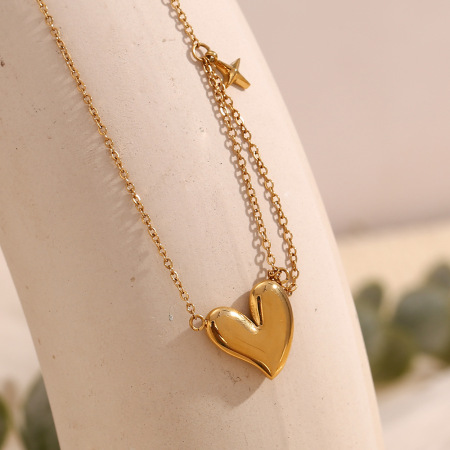 Colliers pendentifs pour femmes en acier inoxydable, motif cœur simple et étanche